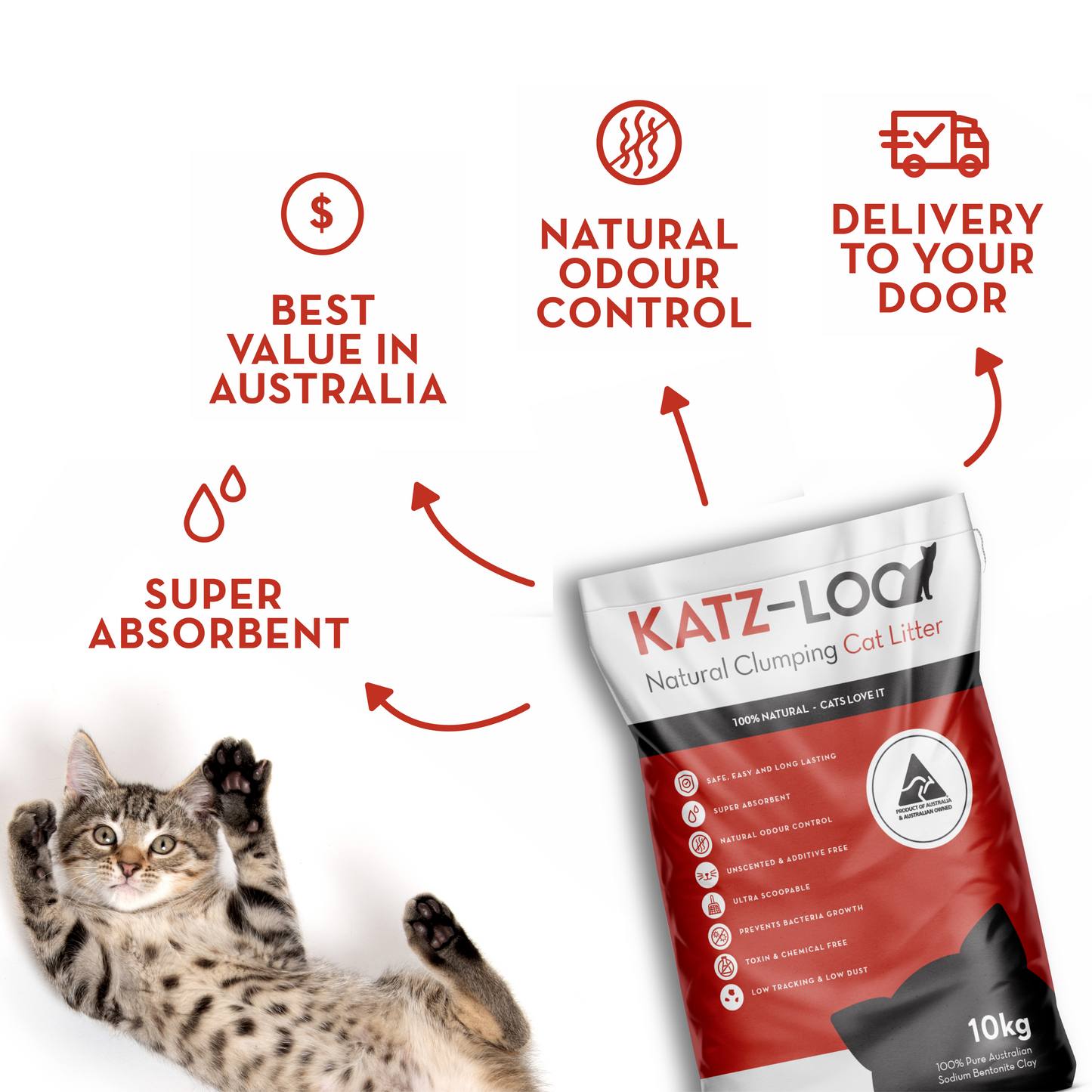 Katz-Loo Natural Clumping Cat Litter 200kg (20 Bags)