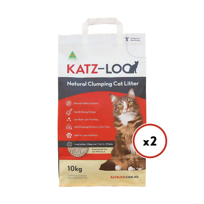 Katz-Loo Natural Clumping Cat Litter 20kg (2 Bags)